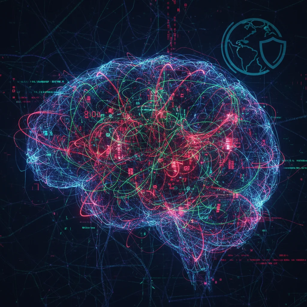 AI neural network under attack, depicting AI-powered cyber threats.