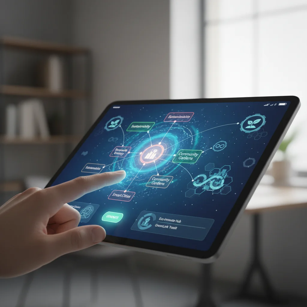 User interacting with an AI brainstorming interface displaying dynamic idea generation.