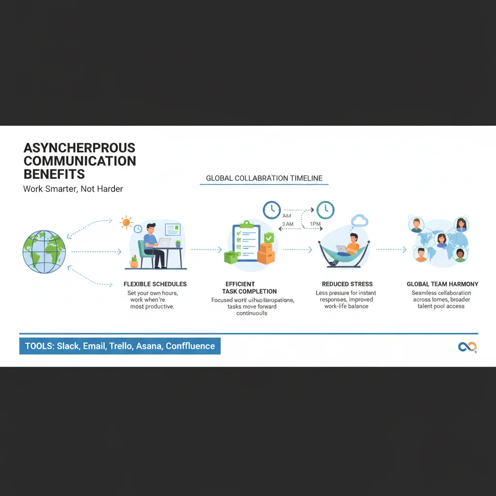 Infographic showing asynchronous communication benefits for remote teams