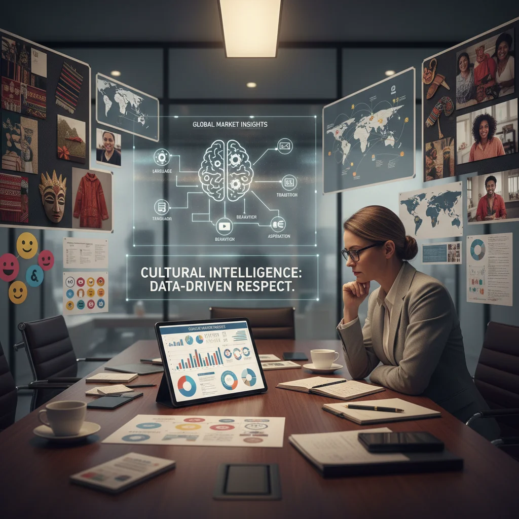 Brand executive analyzing cultural consumer insights data