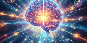 Abstract illustration of a brain radiating creative ideas, symbolizing divergent thinking.