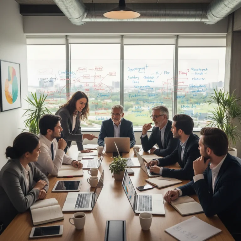 Diverse professionals collaborating in a modern office, symbolizing evolving mentorship.