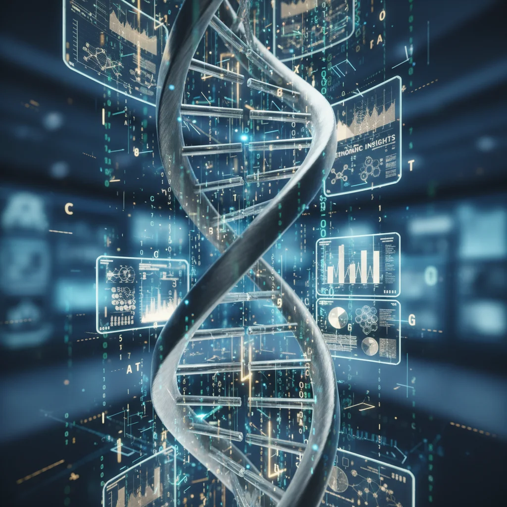 Detailed illustration of a DNA double helix for genomic analysis