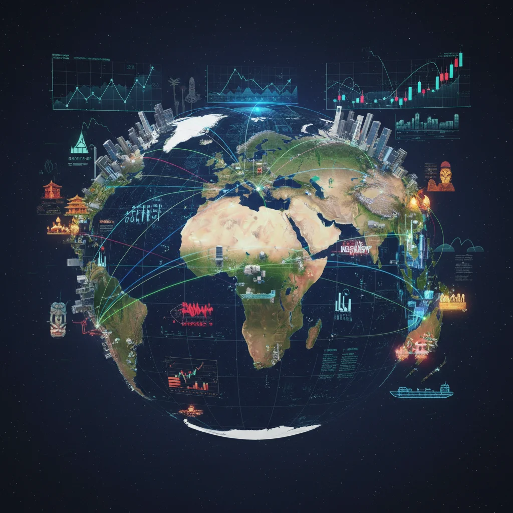 Global supply chains and economic interconnectedness influencing national identity.
