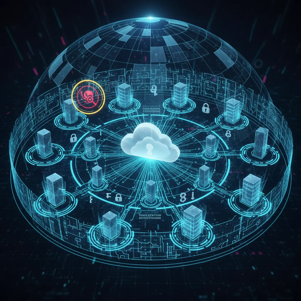 Advanced cybersecurity measures protecting data across a distributed edge computing network.