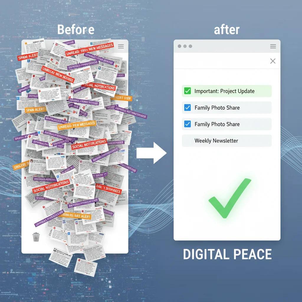 Email inbox transformation from chaotic to organized and clean