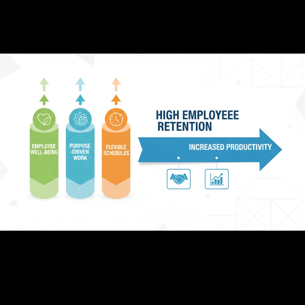 Infographic showing pillars of employee satisfaction and retention