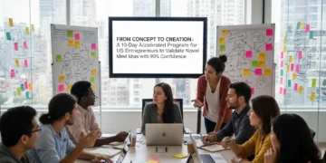 Entrepreneurs collaborating to validate business ideas in a dynamic workshop setting.