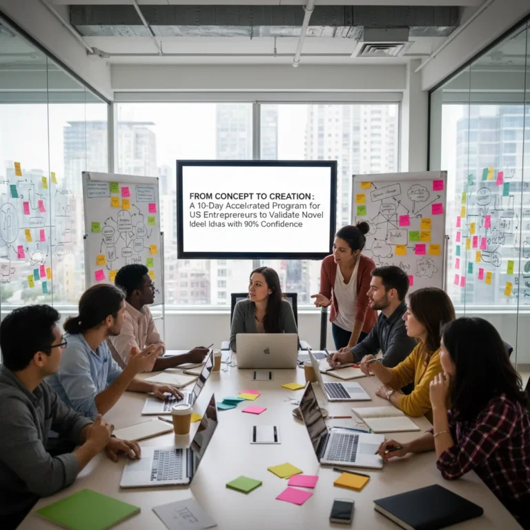 Entrepreneurs collaborating to validate business ideas in a dynamic workshop setting.