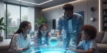 Family using advanced EdTech for personalized home learning in 2026