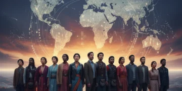 Diverse individuals symbolizing global interconnectedness affecting American culture.