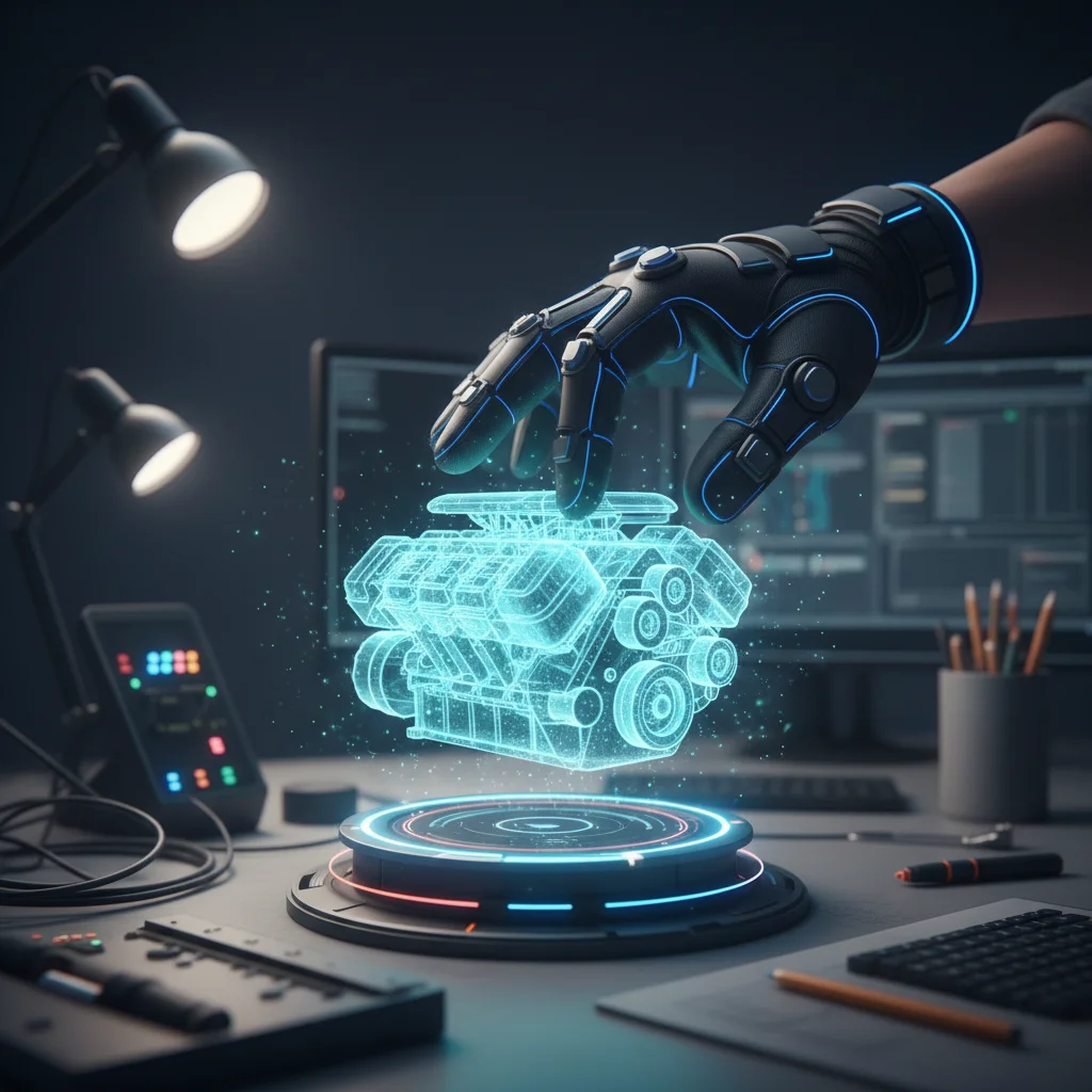 Designer using haptic feedback for creative problem-solving
