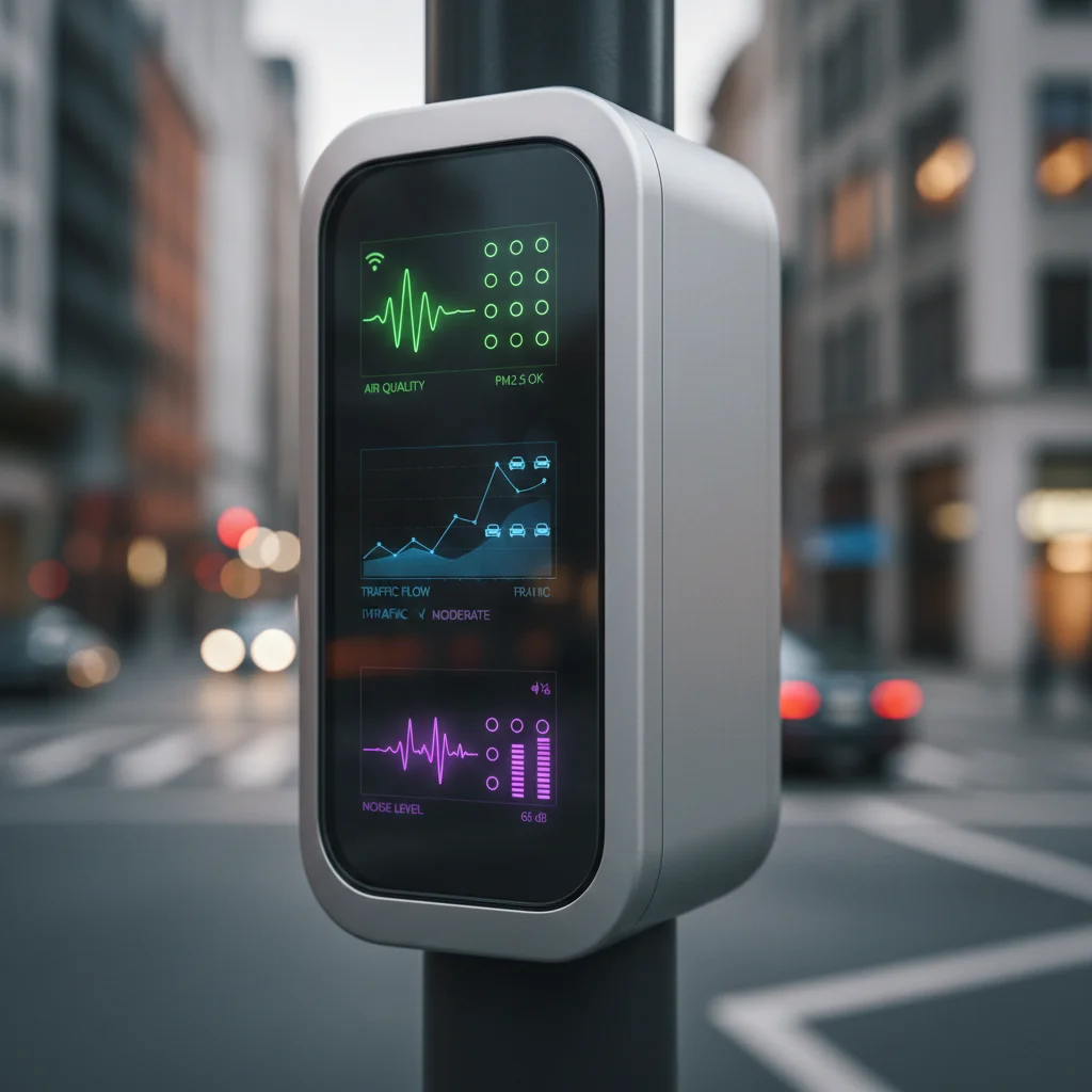 IoT sensor network integrated into smart streetlight monitoring urban data