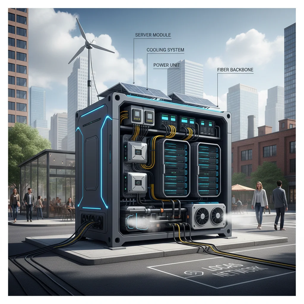 Modular edge data center facility showcasing compact design and efficient infrastructure.