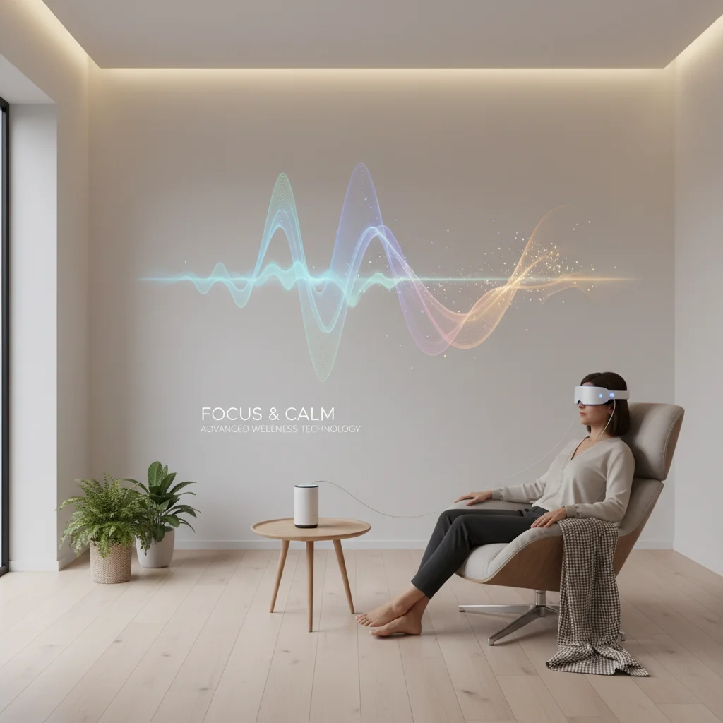 Individual engaging in neurofeedback training for enhanced mental focus