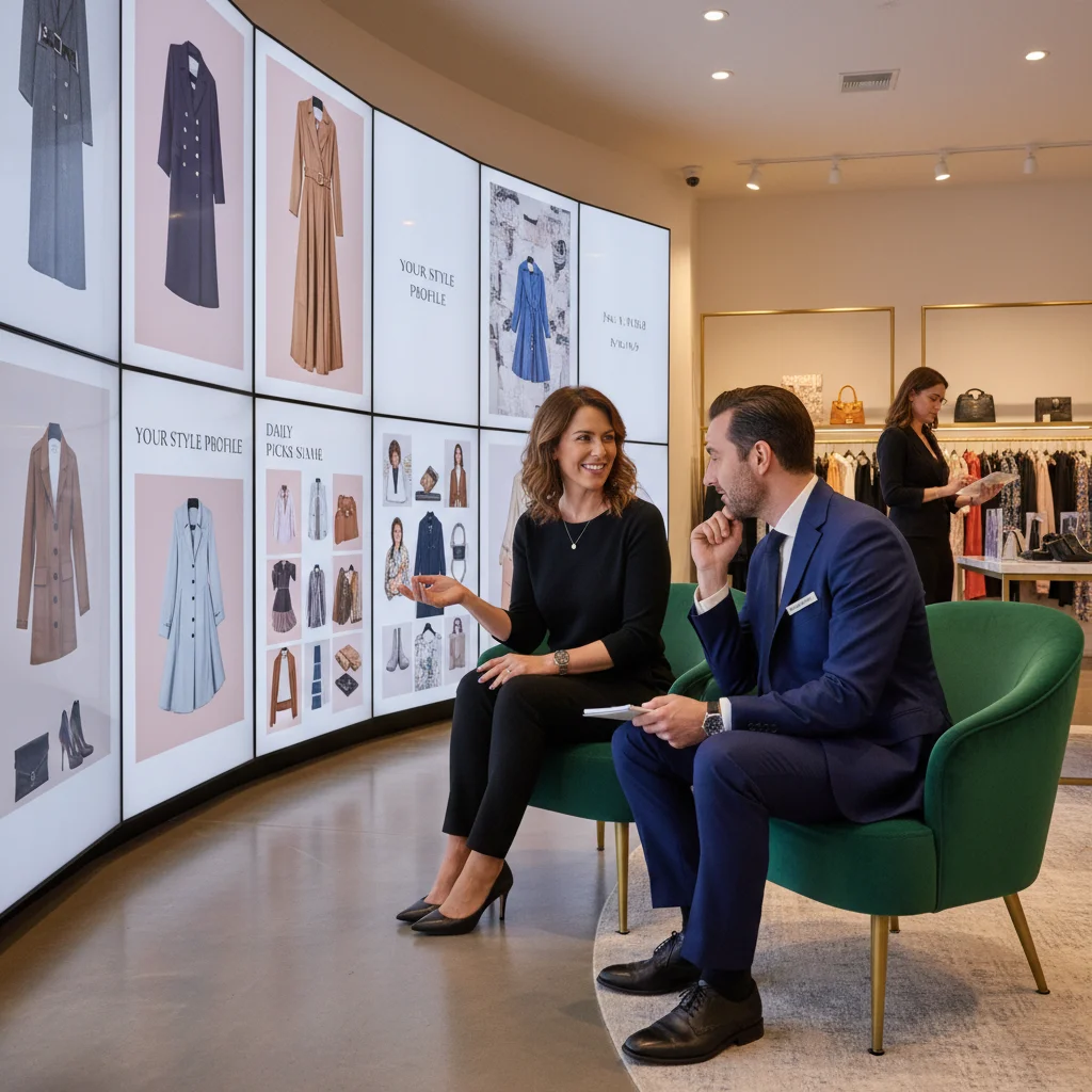 Customer receiving personalized service in a modern retail setting.