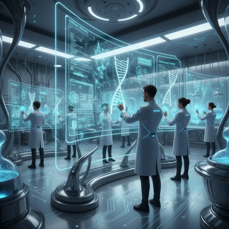 Scientists examining genetic data for personalized medicine research