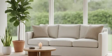 Serene living room with natural light and minimalist decor for mindful living