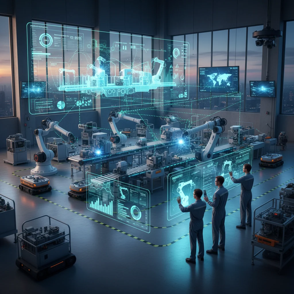 Digital twin in smart manufacturing optimizing production lines and resource allocation.