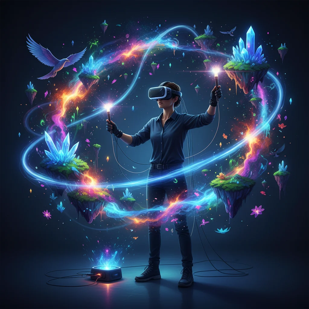 Artist exploring virtual reality for creative inspiration