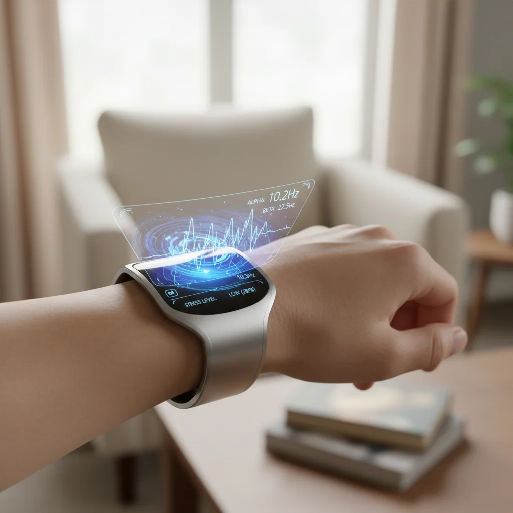 Wearable device displaying brainwave data for mental clarity improvement