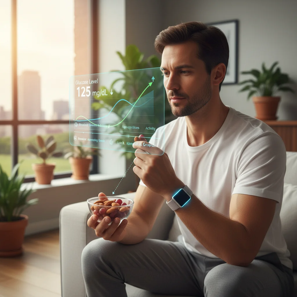 Wearable device monitoring real-time glucose levels and dietary impact