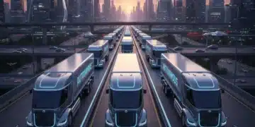 Autonomous semi-trucks on highway, future logistics