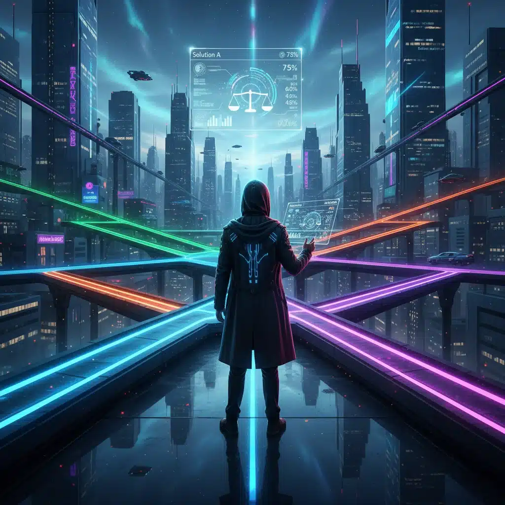 Making a strategic decision at a crossroads of illuminated paths