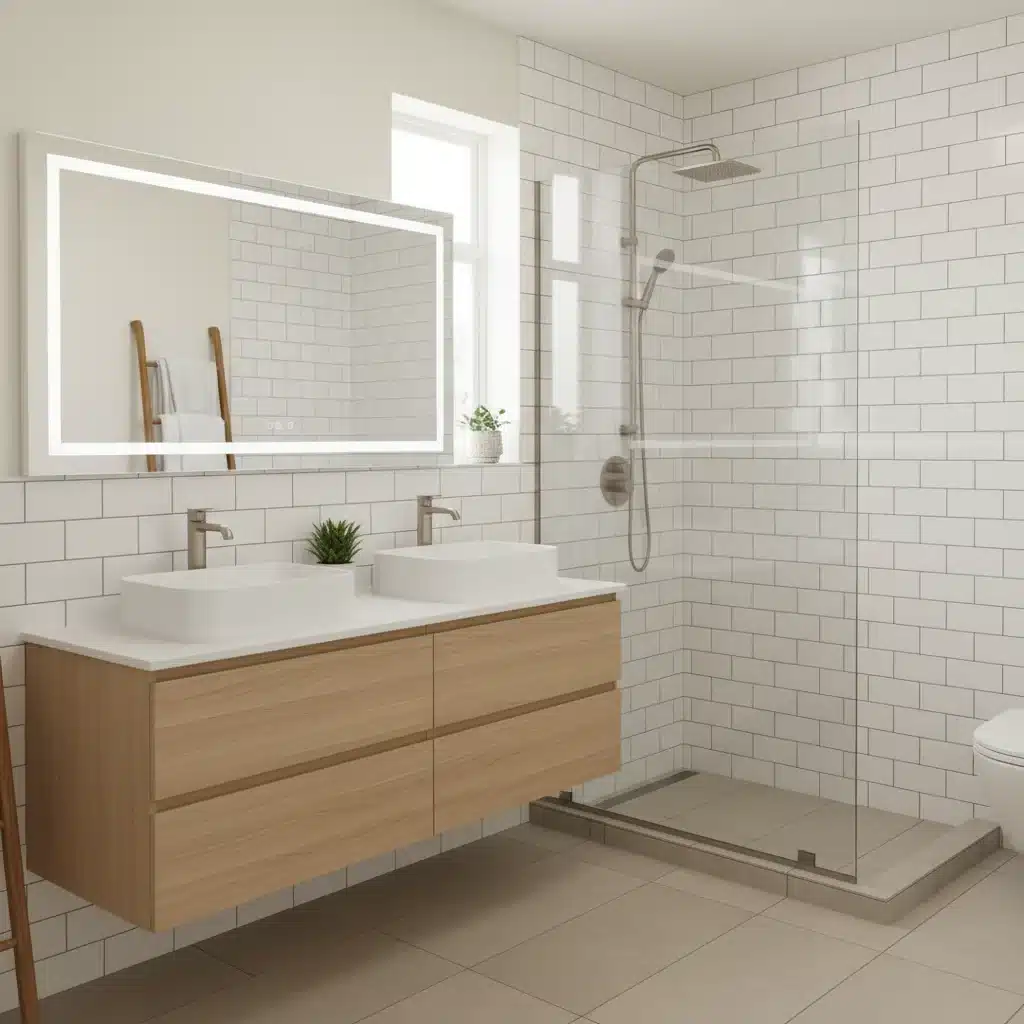 Updated bathroom with contemporary fixtures and neutral tones for enhanced resale appeal.