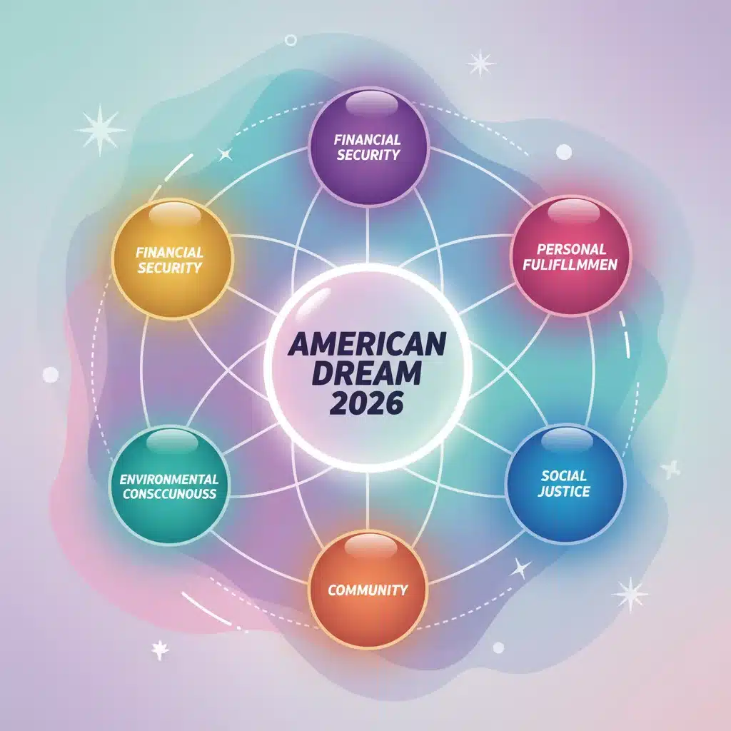 Infographic illustrating diverse values shaping the 2026 American Dream.