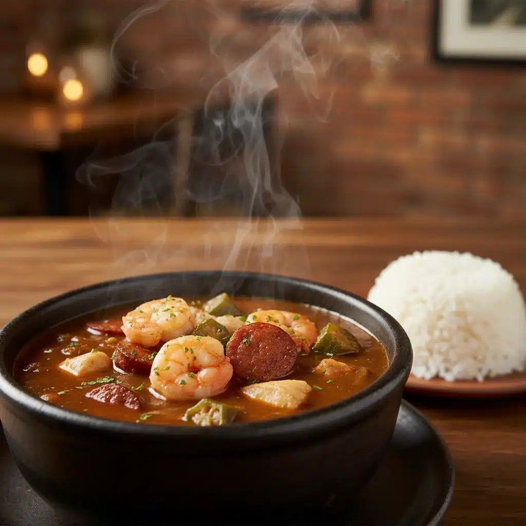 Authentic Louisiana Gumbo, a savory regional American classic.