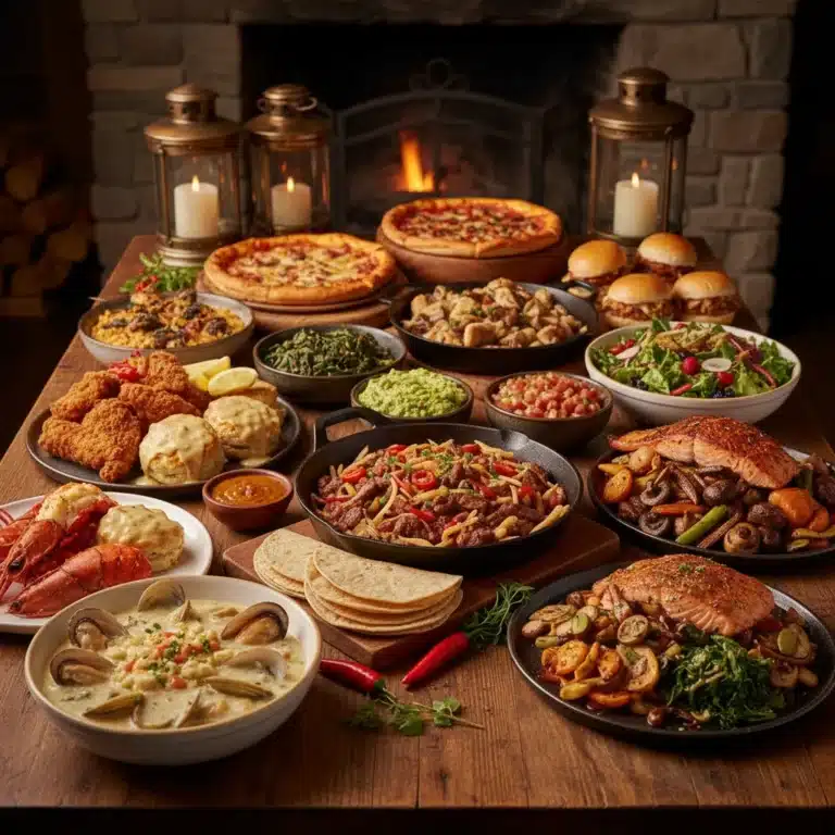 Diverse regional American dishes, a culinary journey across the USA.