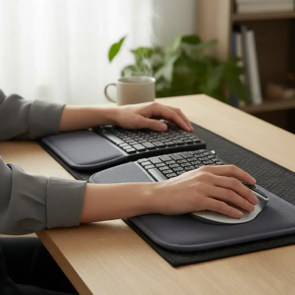 Ergonomic keyboard and mouse setup for comfortable work