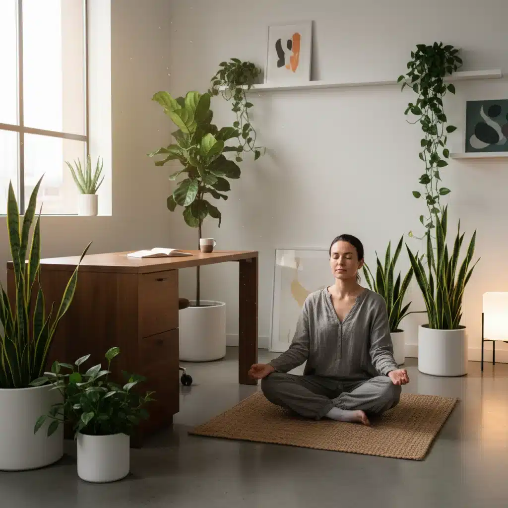 Individual practicing mindfulness for enhanced creative focus in a calm office