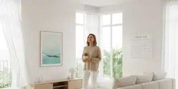 Modern minimalist living room, decluttered and organized for a fresh start in 2026.