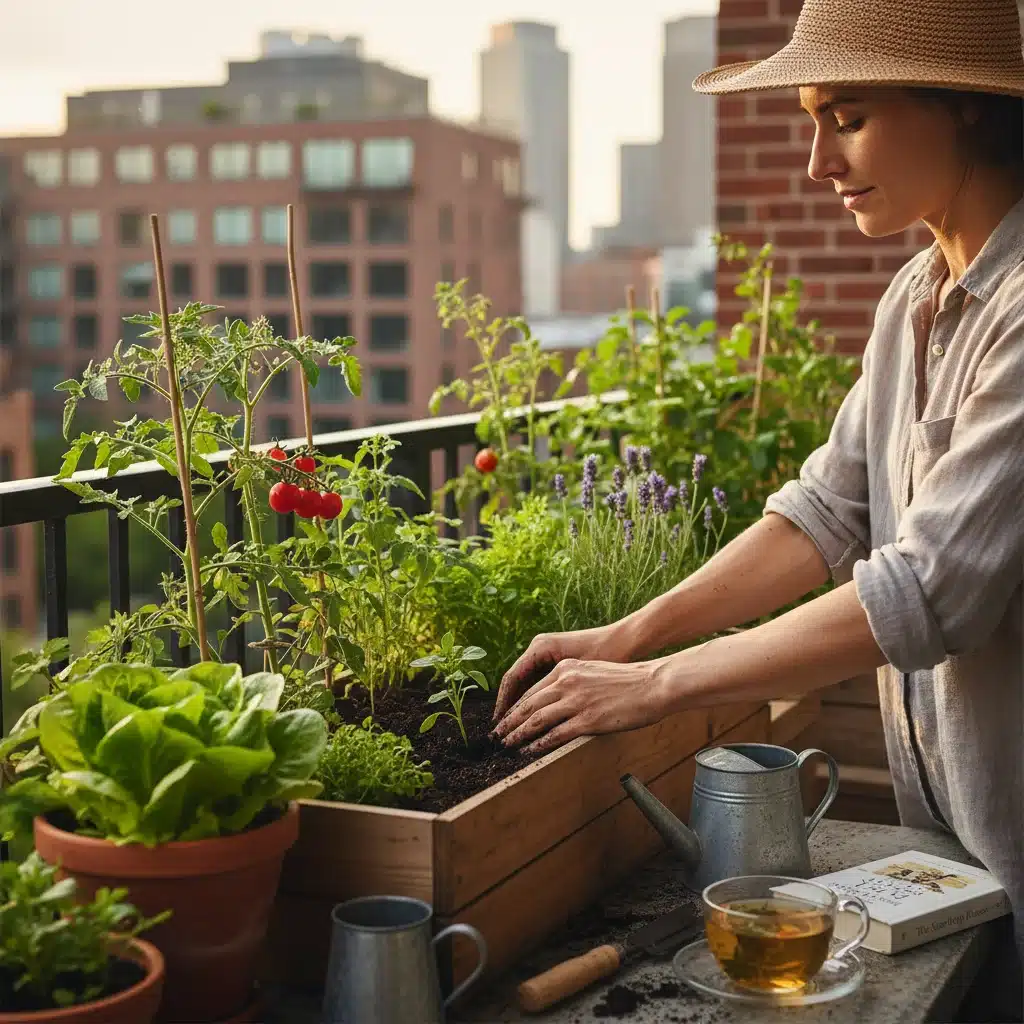 Person gardening, connecting with nature and sustainable practices.